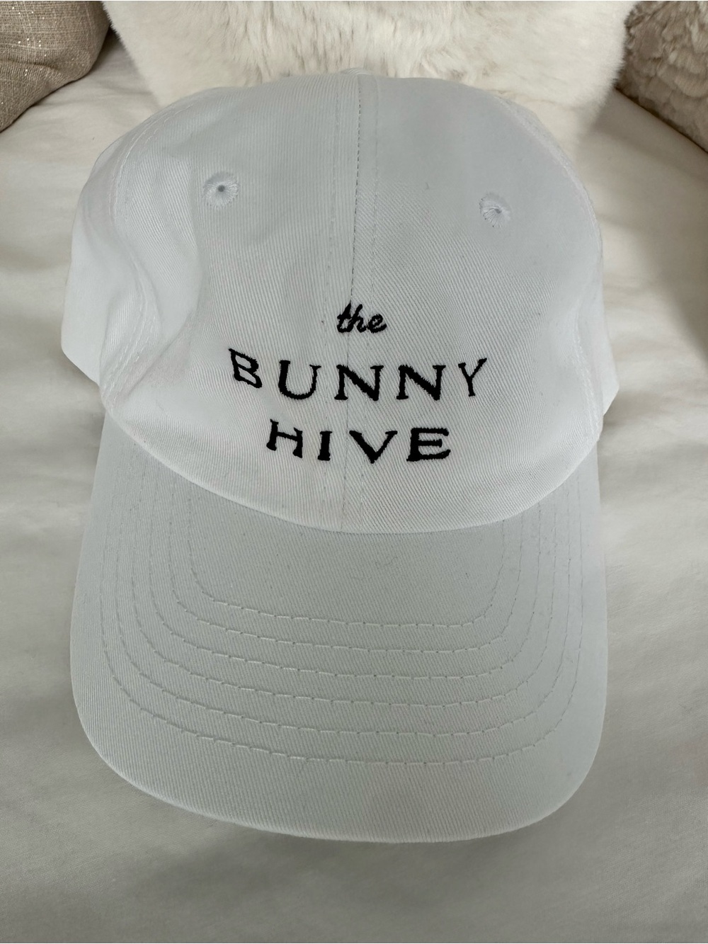 The Bunny Hive Embroidered White Baseball Cap